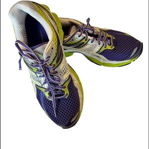 ASICS Gel Cumulus 14 Purple Lime Silver Athletic shoes Womens size 8
